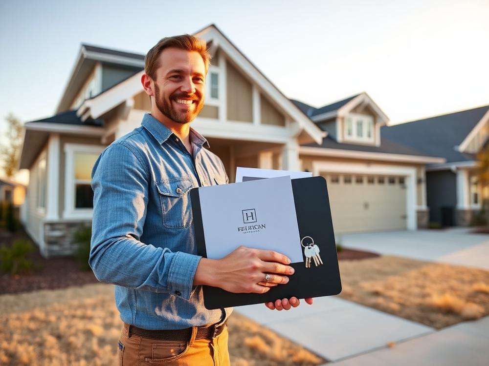 Builder handing over portfolio to homeowner